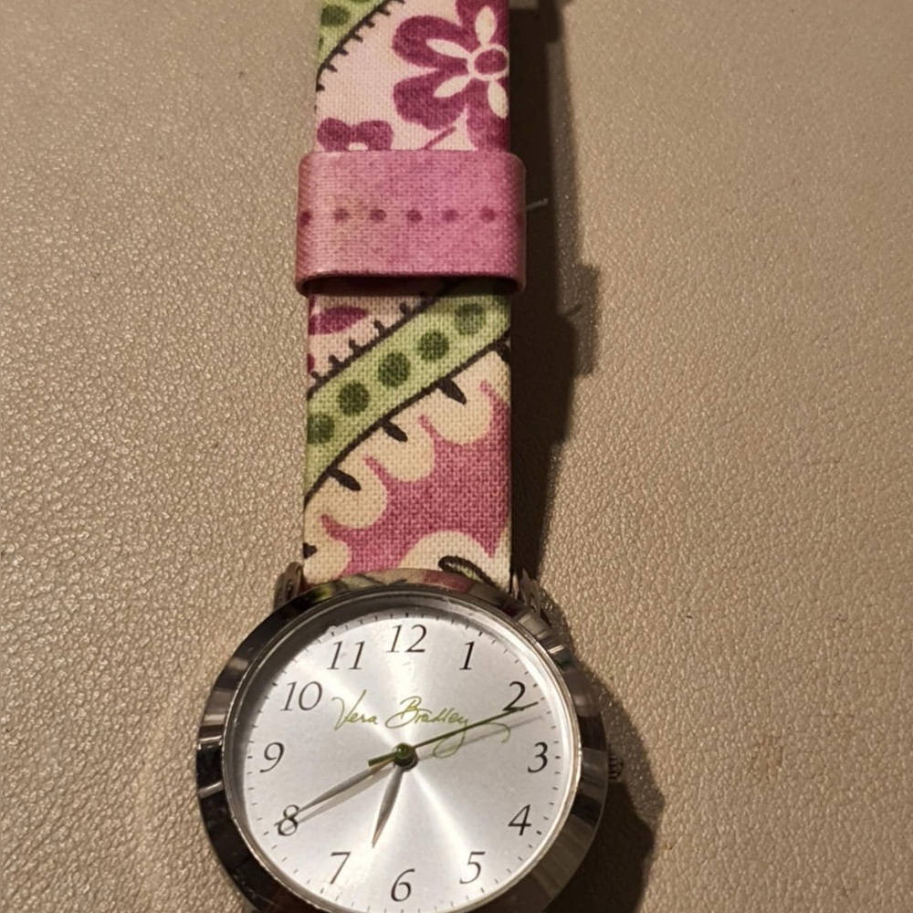 🦋10/$20🦋 Vera Bradley Silver/Pink Floral Print Women's Watch